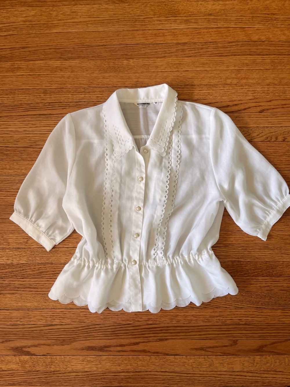 Vintage White Eyelet Button-Up Blouse